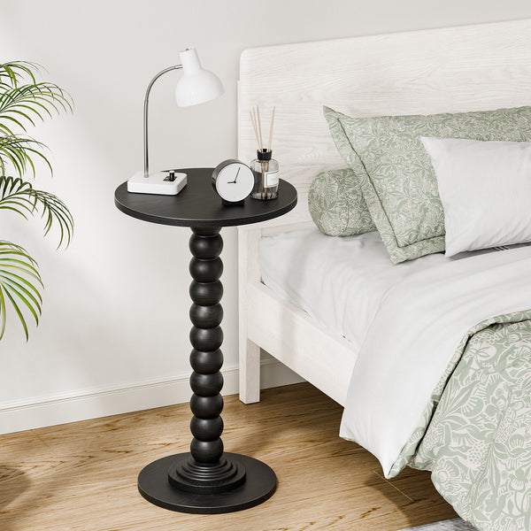 CONCETTA Modern Round Side Table, Accent End Table with Solid Wood Spindle, Small Drink Table for Living Room, Bedroom, Couch, Office