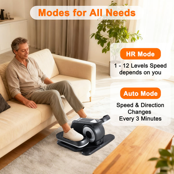 CONCETTA Under Desk Elliptical, Electric Seated Pedal Exerciser, with Display Monitor, Remote Control and LCD Display Monitor, Portable Leg Elliptical Machine for Home, Black