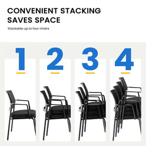 CONCETTA Mesh Back Arm Upholstered Fabric, Sturdy Metal Stacking Chairs, Easy to Use and Store, Outdoor and Indoor, for Home