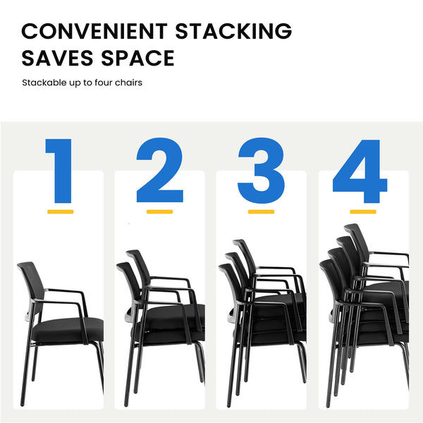 CONCETTA Mesh Back Arm Upholstered Fabric, Sturdy Metal Stacking Chairs, Easy to Use and Store, Outdoor and Indoor, for Home
