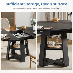 CONCETTA Extendable Dining Table for 4-8, Space-Saving with Storage Shelf, Adjustable Oval Design for Kitchen and Living Room