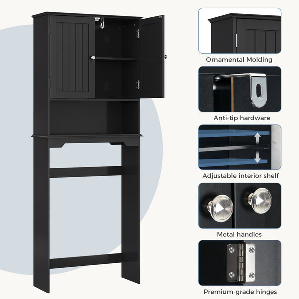 CONCETTA Over The Toilet Cabinet for Bathroom, Space Saver Storage with Quiet Magnetic Doors & Adjustable Bottom Stabilizer