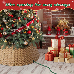 CONCETTA Christmas Tree Collar, Farmhouse Detachable Handwoven Christmas Tree Base Cover, Christmas Tree Basket Base, for Holiday,Black