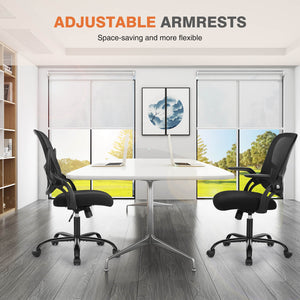 CONCETTA Office Computer Desk Chair-Ergonomic Chair with Wheels, Comfortable Lumbar Support, Comfy Flip-up Arms for Home, Office