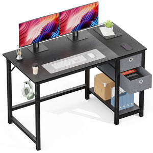 CONCETTA Computer Desk -40/47/55 inch Desk Study Desk with 2 Drawer Storage Shelf Headphone Hook for Bedroom, Game Room, Office, Living Room