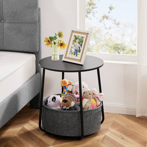 CONCETTA Compact nightstand, sofa side table, can be used in living room, nursery room, bedroom, comes with fabric basket for easy storage