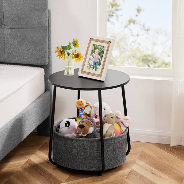 CONCETTA Compact nightstand, sofa side table, can be used in living room, nursery room, bedroom, comes with fabric basket for easy storage