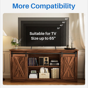 CONCETTA TV Stand, Storage Function, Mid-sized Farmhouse Style, Movable Sliding Door, Rust