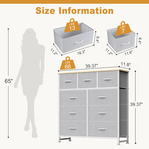 CONCETTA 9-Drawer Fabric Dresser, TV Cabinet Sideboard, Storage Organizer Cabinet for Living Room, Bedroom, Office