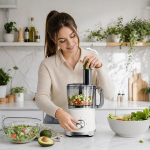 CONCETTA 12-Cup Food Processor & Vegetable Chopper, Stack & Snap Design, 450W 2-Speed Motor, Stainless Steel Blades, BPA-Free Bowl