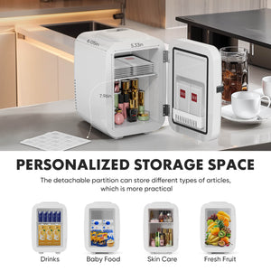 CONCETTA Portable 4 litre mini fridge - hot and cold, can store skin care products, food, etc., suitable for home, office, car refrigerator