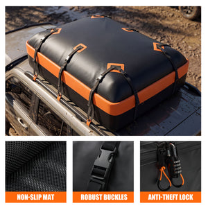 CONCETTA Car Rooftop Cargo Carrier, Waterproof Durable Roof Bag for Vehicles, Universal Fit with Straps & Anti-Slip Mat, Easy Install, Black