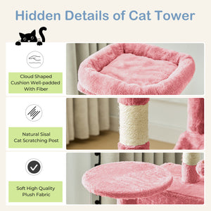 CONCETTA 44in Multi Level Cat Tree Tower,Cat Scratching Posts with Large Top Perch and Hammock