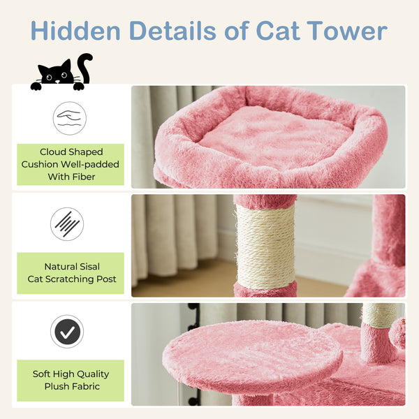 CONCETTA 44in Multi Level Cat Tree Tower,Cat Scratching Posts with Large Top Perch and Hammock