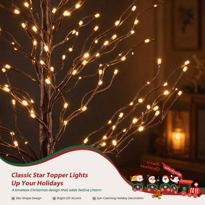 CONCETTA Lighted Star Tree, Christmas Tree with Warm White LED Lights, Adjustable Branches for Indoor Outdoor Yard Porch Decor