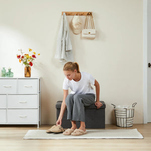 30" Foldable Storage Ottoman Bench, Multifunctional, Supports up to 350 lbs