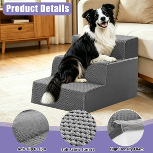 CONCETTA Pet Stairs Ramp, High-Density Foam Dog Cat Steps, Non-Slip Indoor Ladder for Couch, High Beds, Sofa, Gray