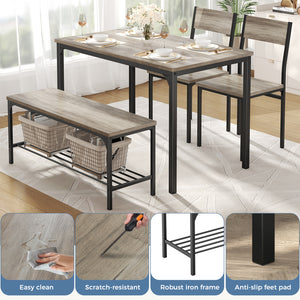 CONCETTA 3-Piece Dining Table Set with 1 Table,2 benches,Space-Saving Small Dining Set for 2–4 People for Apartment, Daily Meals & Bistro