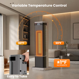 SHOUFTW 1500W Space Heater, 24" Electric Heater with Remote and Thermostat, 12H Timer, 4 Modes & 70°Oscillation, Overheat & Tip-Over Protection for Indoor