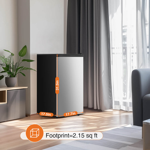 CONCETTA Mini Fridge with Freezer,3.2 Cu.Ft Small Refrigerator Single Door Adjustable Thermostat Energy-efficient Low Noise