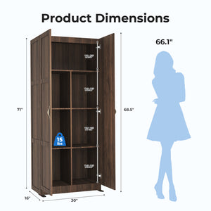 CONCETTA 71 inch Wooden Storage Cabinet, Freestanding Cupboard, 4-Tier Home Organizer for Kitchen, Living Room, Bedroom, Pantry