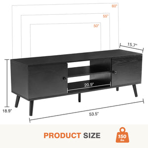 JOINSUN Wooden TV stand - for TVs up to 60 inches with adjustable shelves with double storage cabinets for living room, bedroom, patio