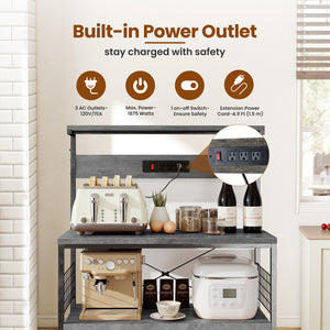 CONCETTA baking rack, microwave oven rack, pot rack, baking utensils, kitchen household use, three layers, gray, rustic brown