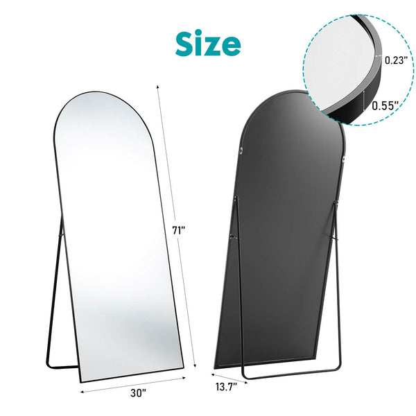 JOINSUN Floor Standing Mirror, Wall Mirror with Stand Aluminum Alloy Thin Frame