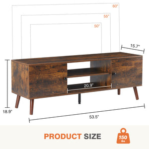 JOINSUN Wooden TV stand - for TVs up to 60 inches with adjustable shelves with double storage cabinets for living room, bedroom, patio