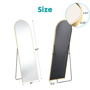 JOINSUN Floor Standing Mirror, Wall Mirror with Stand Aluminum Alloy Thin Frame