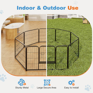 CONCETTA Dog Playpen - Collapsible Portable Pet Pen, High Metal Sport Puppy Pen with Gate for Garden, Patio, RV Camping