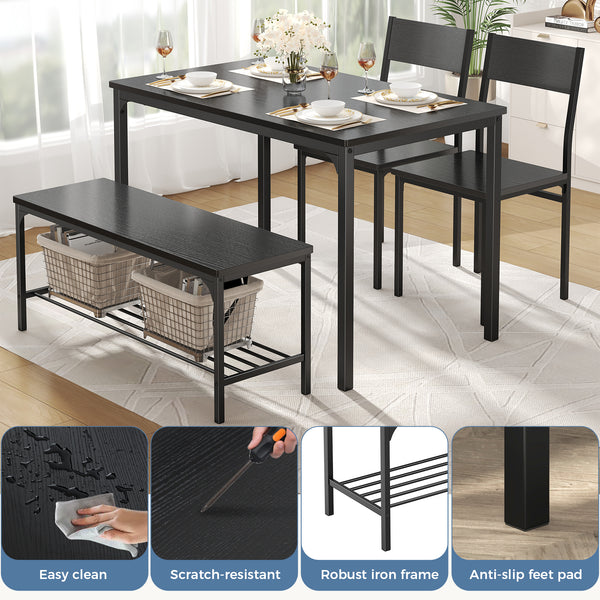 CONCETTA 3-Piece Dining Table Set with 1 Table,2 benches,Space-Saving Small Dining Set for 2–4 People for Apartment, Daily Meals & Bistro