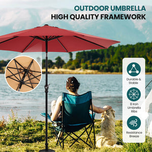 CONCETTA 9FT Patio Umbrella with Push Button Tilt and Crank,  with 8 Sturdy Ribs,Outdoor Umbrella, Pool Umbrella, for Market, Terrace, Beach, Outdoor Restaurant