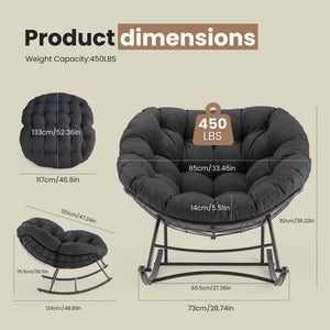 CONCETTA Heavy Duty Outdoor Rocking Chair with Cushion, Oversized Egg Lounge, 450 Lbs All-Weather Glider for Patio, Garden, Living Room