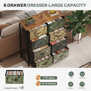 CONCETTA 8-Drawer Fabric Dresser, Storage Organizer Cabinet for Living Room, Bedroom, Office