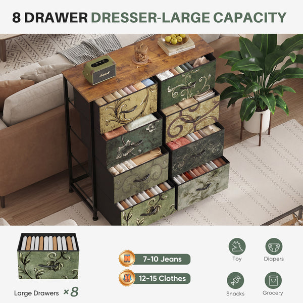 CONCETTA 8-Drawer Fabric Dresser, Storage Organizer Cabinet for Living Room, Bedroom, Office