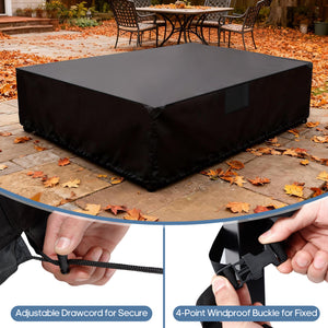 CONCETTA Rectangular Patio Furniture Cover, 600D Waterproof Outdoor Dining Table & Chair Cover, Heavy Duty