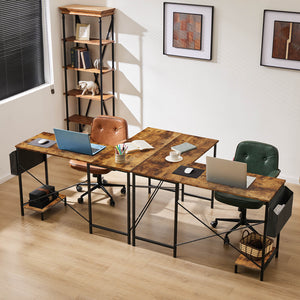 CONCETTA L-Shaped Computer Desk - 50" Corner Gaming Table with Console Shelf and Side Storage Pocket for Office, Bedroom, Living Room