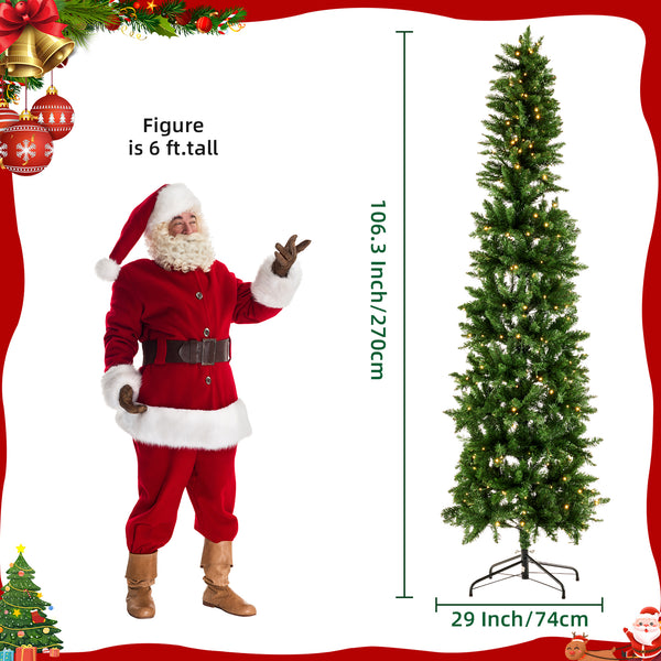 Artificial Full Christmas Tree, Flocked Snow Trees with Pine Cone Decoration, Includes Stand, Incandescent Lights & Foldable Base for Home, Office, Party