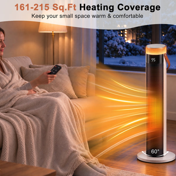CONCETTA 25" Tower Space Heater,1500W Electric Heater with Remote,15H Timer,Child Lock,60° Oscillation,for Indoor, Living Room, Bedroom, Office & Home