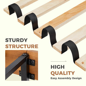Wood Bed Frame with Headboard, Walnut Finish, Sturdy Slat Support, Ideal for Bedroom and Guest Room