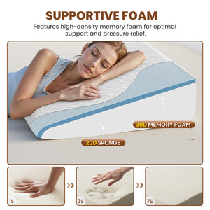 CONCETTA Wedge Pillow for Sleeping, Memory Foam Body Pillow for Acid Reflux, Neck & Back Pain Relief, Post-Surgery Recovery & Snoring Reduction,