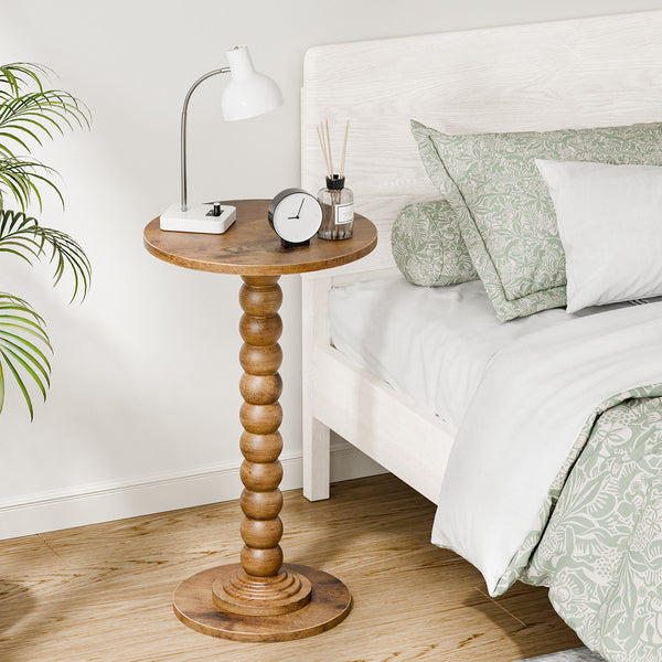 CONCETTA Modern Round Side Table, Accent End Table with Solid Wood Spindle, Small Drink Table for Living Room, Bedroom, Couch, Office