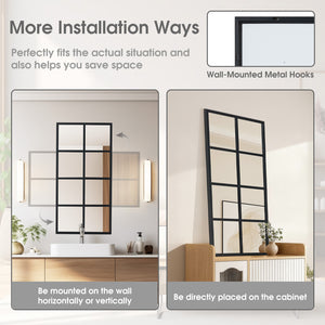 CONCETTA Wall Mirror, Window Decoration, Metal Framed Wall-Mounted for Bedroom, Living Room, Entryway, Black