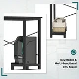 CONCETTA 49in Reversible L Shaped Computer Desk with Storage, Coner Desk with Wooden Desktop, CPU Stand and Side Bag for Home Office & Gaming