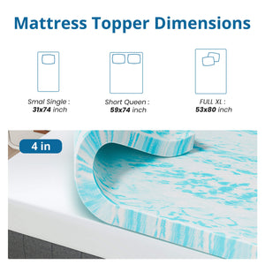 CONCETTA Mattress Topper Full - 2 Inch Gel Memory Foam Mattress Topper Full Size for Back Pain