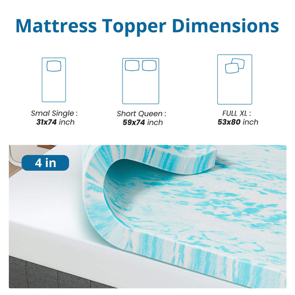 CONCETTA Mattress Topper Full - 2 Inch Gel Memory Foam Mattress Topper Full Size for Back Pain