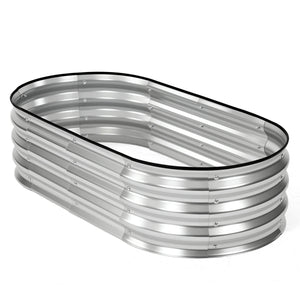 CONCETTA Galvanized Raised Garden Bed Kit with Safe Rubber Edging, Oval Metal Planter Box for Vegetables, Flowers, Herbs for Outdoor Gardening