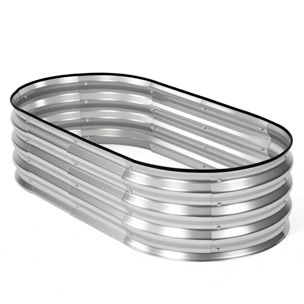 CONCETTA Galvanized Raised Garden Bed Kit with Safe Rubber Edging, Oval Metal Planter Box for Vegetables, Flowers, Herbs for Outdoor Gardening
