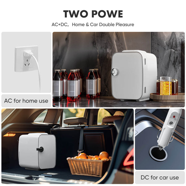CONCETTA Portable 4 litre mini fridge - hot and cold, can store skin care products, food, etc., suitable for home, office, car refrigerator